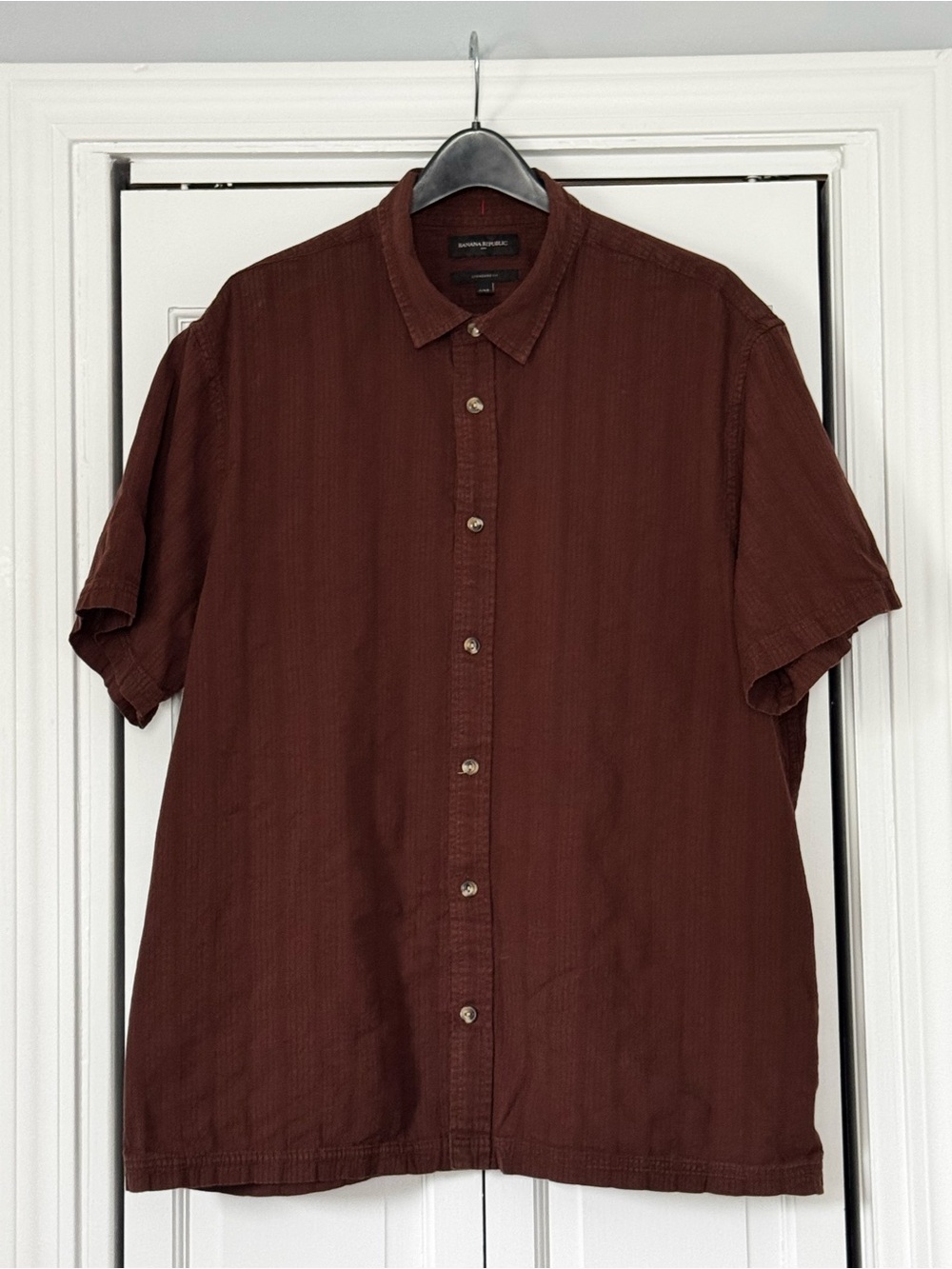 Banana Republic Short-Sleeve Button-Down Shirt in Brown